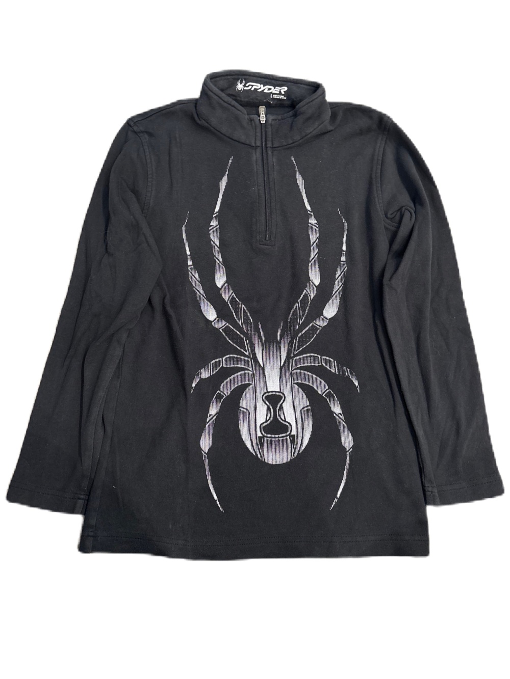 Spyder Black Youth Pullover Hoodie with Silver Spider Graphic